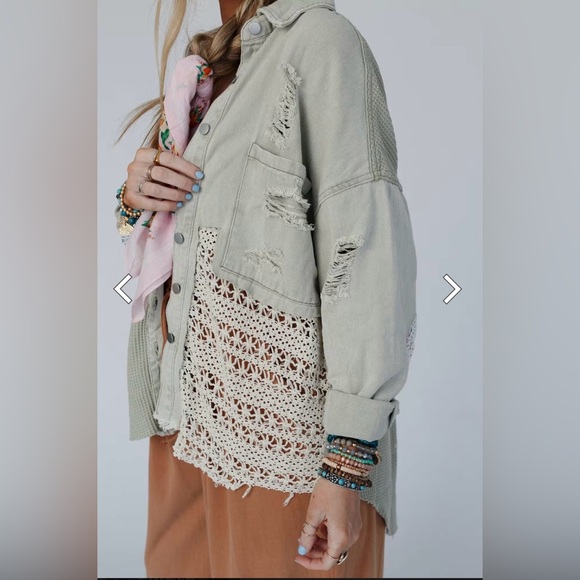 NWOT❤️Three Bird Nest❤️ Way Home Patch Detail Shacket Size Small - Picture 4 of 17